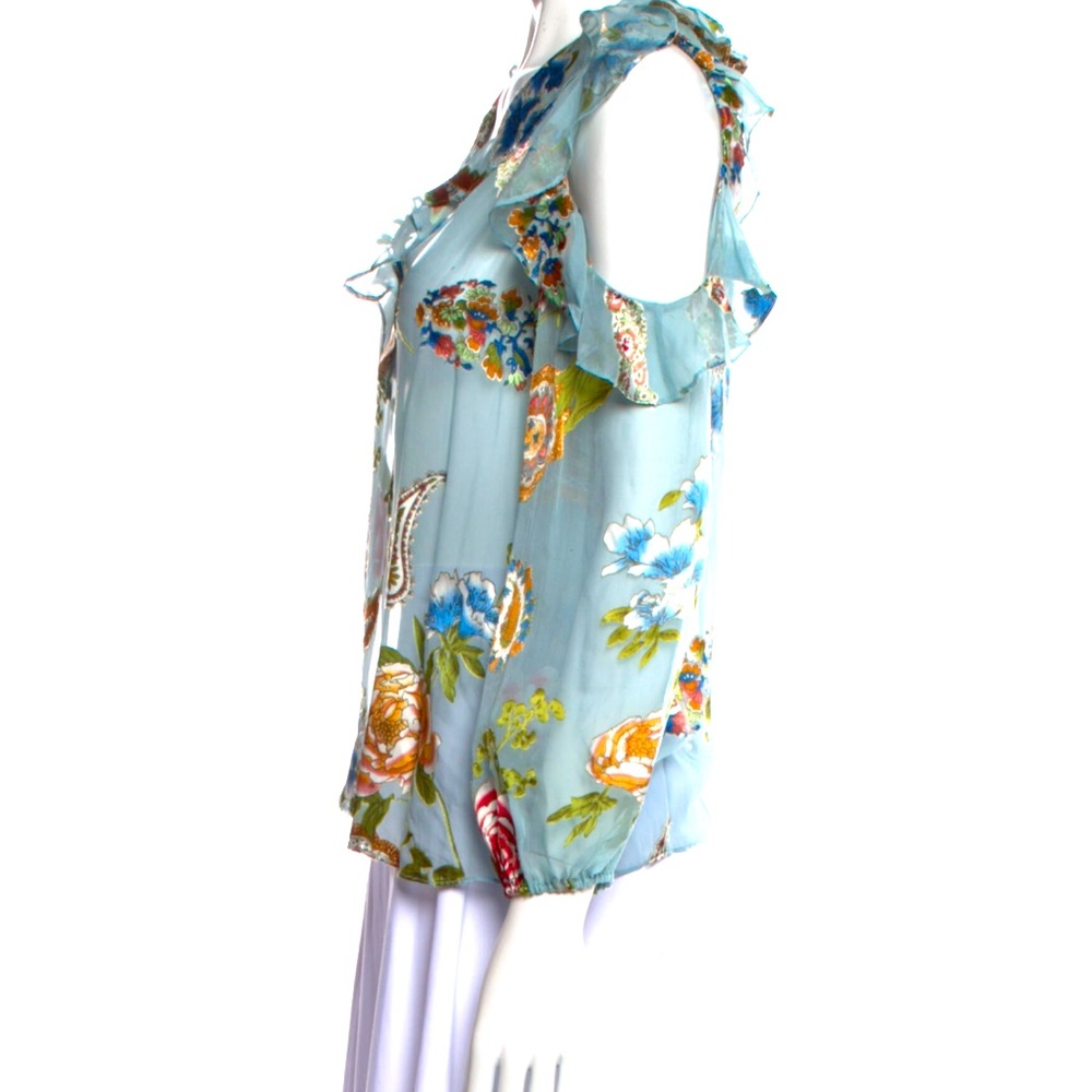 Alice + Olivia semi- sheer print blouse - PS - Picture 2 of 3